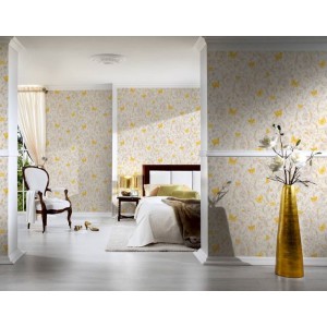 Grandeco|Damask floral gray decorations wallpaper|Damask 2