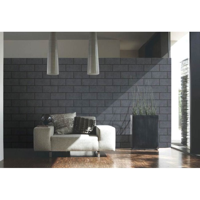 Versace|Tapete schwarze Steinblöcke|Steinimitat