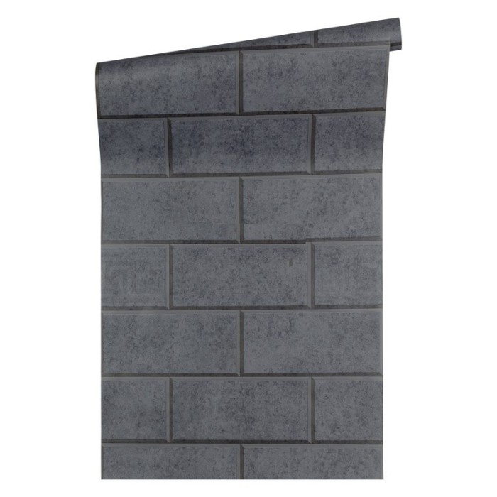 Versace|Tapete schwarze Steinblöcke|Steinimitat