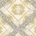 Versace|Papier peint Versace baroque moderne argent et or|Damas