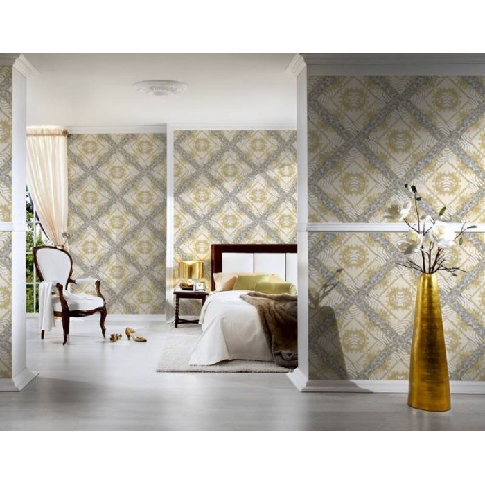 Papel pintado Versace barroco moderno plata y dorado - Versace Versace III 349042