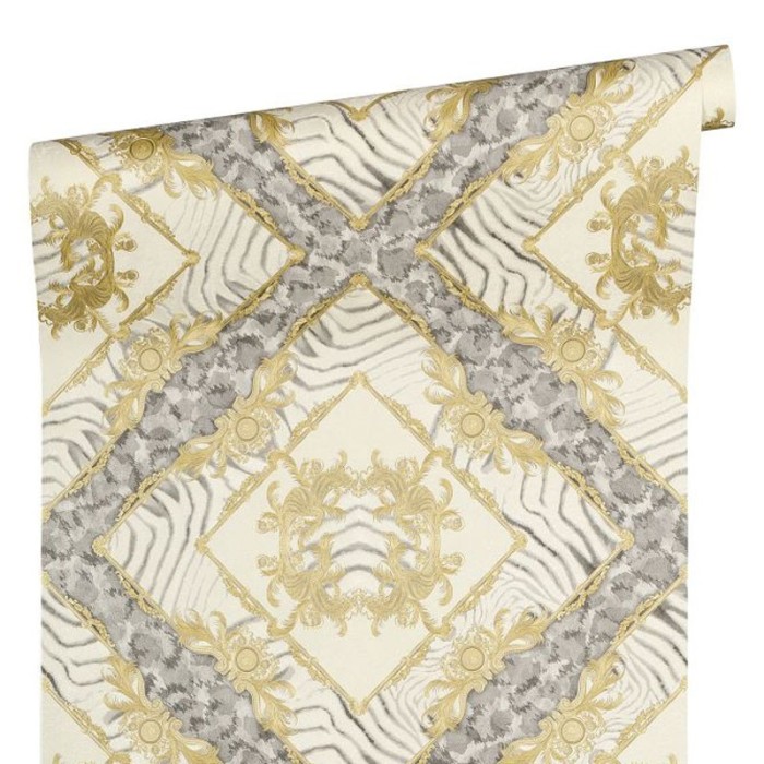 Papel pintado Versace barroco moderno plata y dorado - Versace Versace III 349042