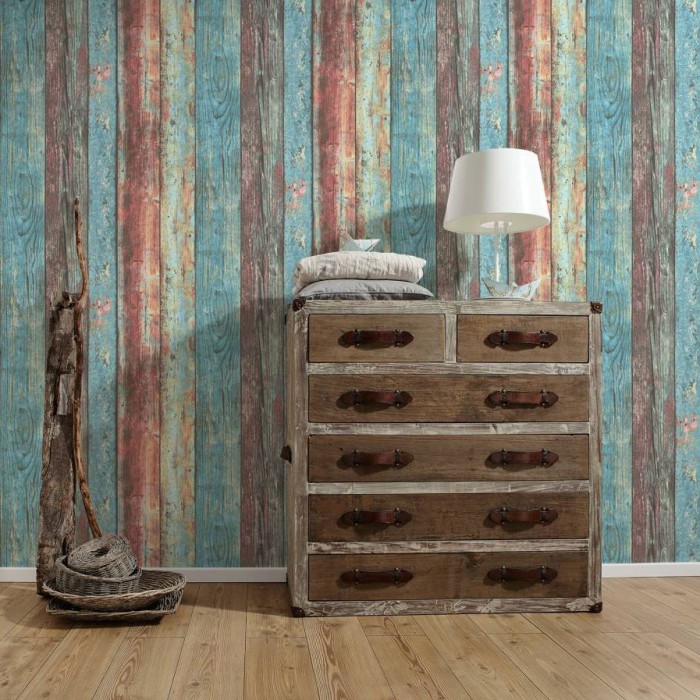 As Creation|Papel pintado tablas madera colores|Imitacion Madera