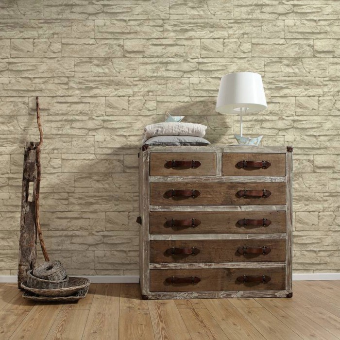 Papel pintado imitación muro pieda caliza - As Creation Wood´N Stones 707130