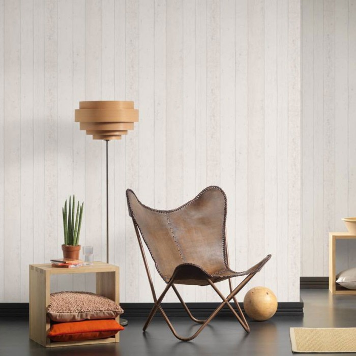 Papel pintado efecto tablas madera blanca - As Creation Wood´N Stones 855046