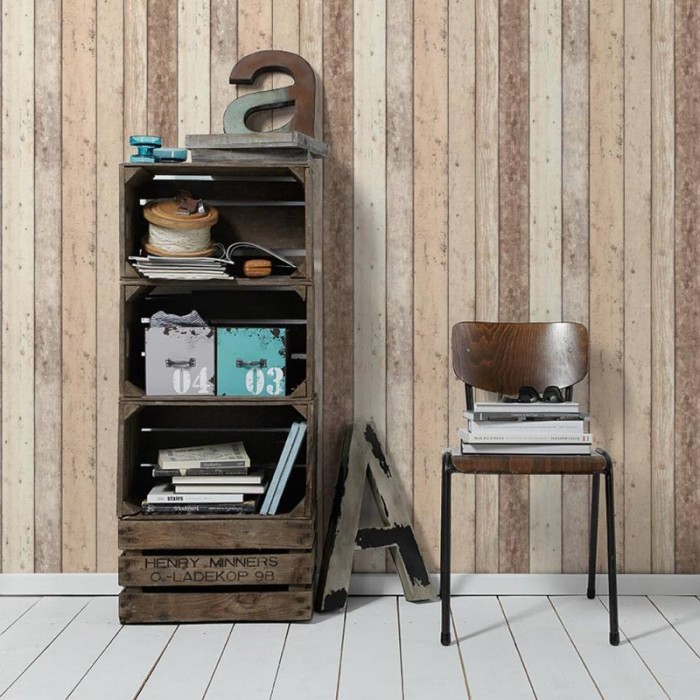 As Creation|Natural vintage wood wallpaper light brown and beige|Wood Imitation