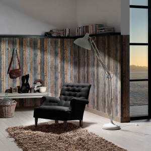 Grandeco|Papier peint lames bois 3D beige|Imitation Bois 2