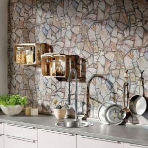 Papeldecor|Papel pintado palmeras tropicales gris perlado con un bonito brillo|Papel Pintado 2