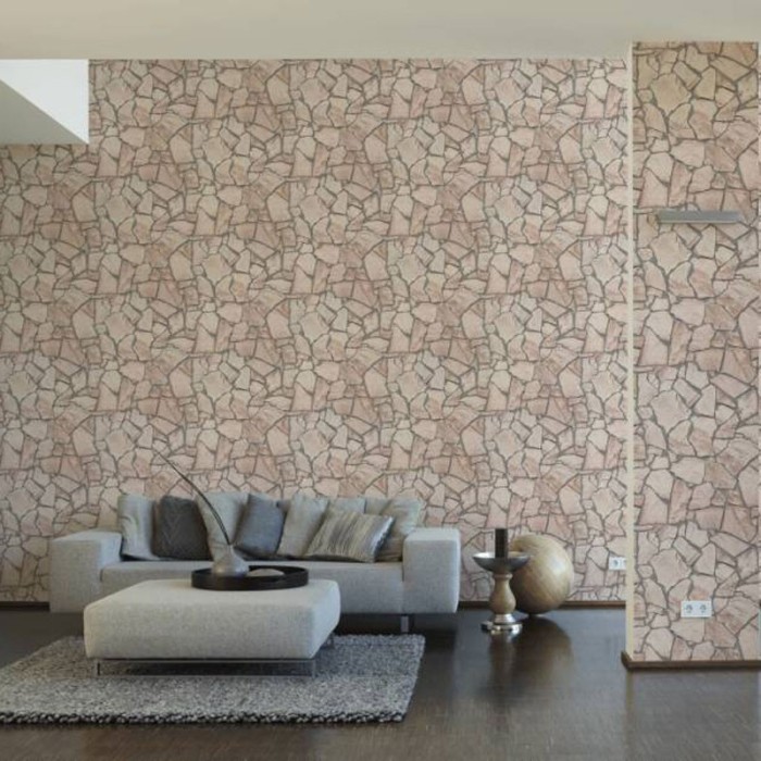 As Creation|Tapete mit Kalksteinmauer-Effekt natürlich|Steinimitat