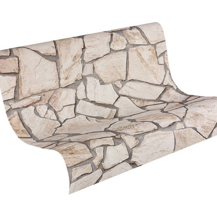 As Creation|Tapete mit Kalksteinmauer-Effekt natürlich|Steinimitat