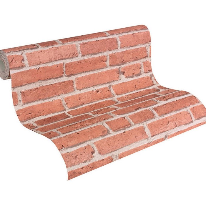 As Creation|Red/orange brick wallpaper with relief|Brick Imitation