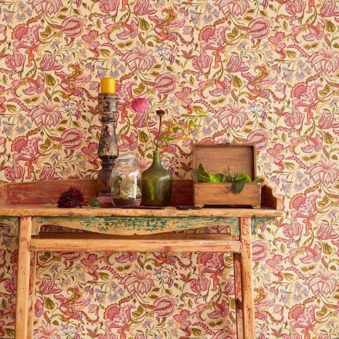 Papeldecor|Vliestapete Floraler Druck mit Granatäpfeln Hindu-Stil|Tapeten