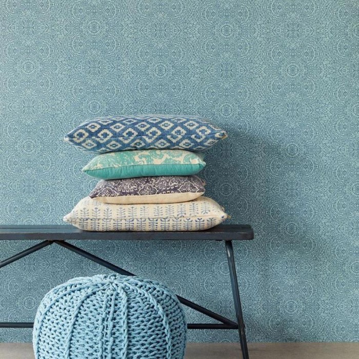 Papeldecor|Papier peint motif arabesque / indien tons bleus|Papier Peint