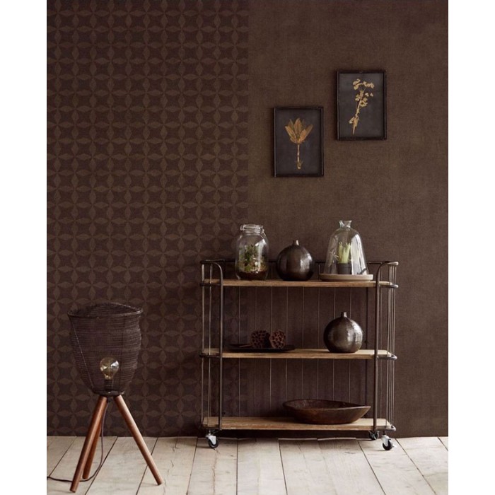 Papeldecor|Textile brown linen wallpaper, stonewashed effect|Wallpaper
