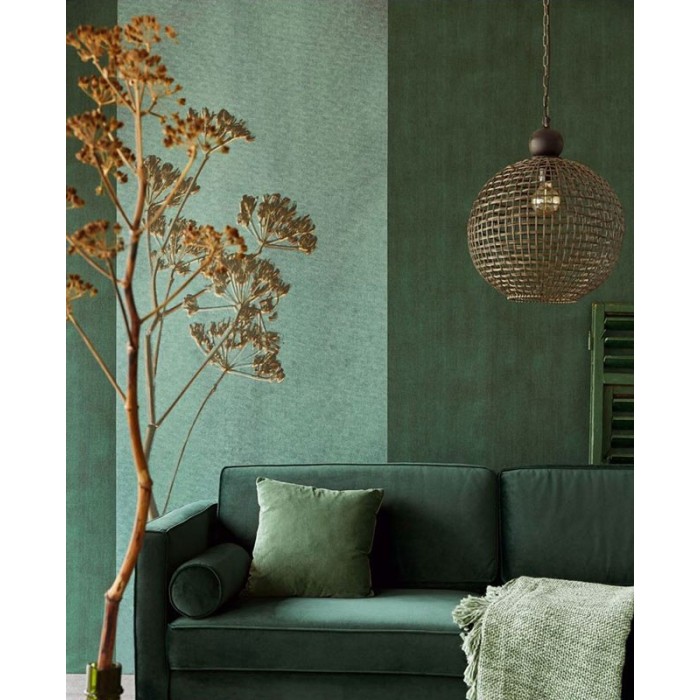 Papeldecor|Textile wallpaper with worn-look green linen texture|Wallpaper