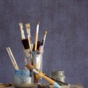 Papeldecor|Textile wallpaper, stonewashed blue linen imitation|Wallpaper