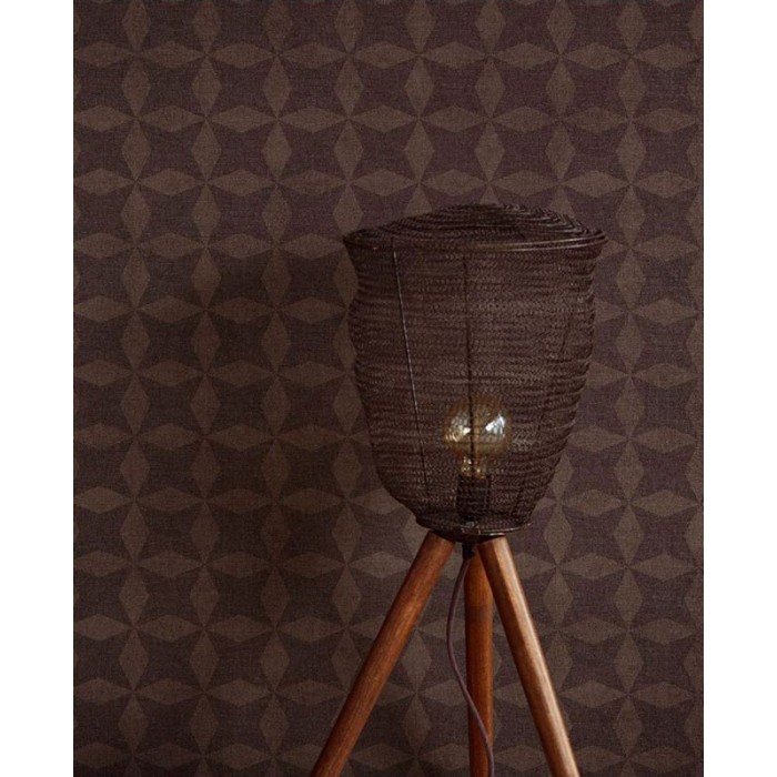 Papeldecor|Papel pintado textil moderno estilo étnico, imitación lino marrón|Papel Pintado