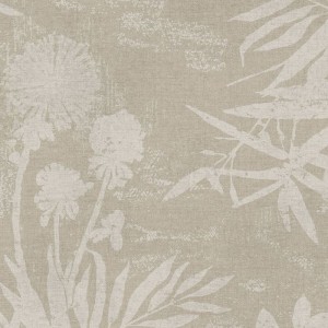 Casadeco|Papier peint grandes fleurs beige effet batik|Imitation Tissu