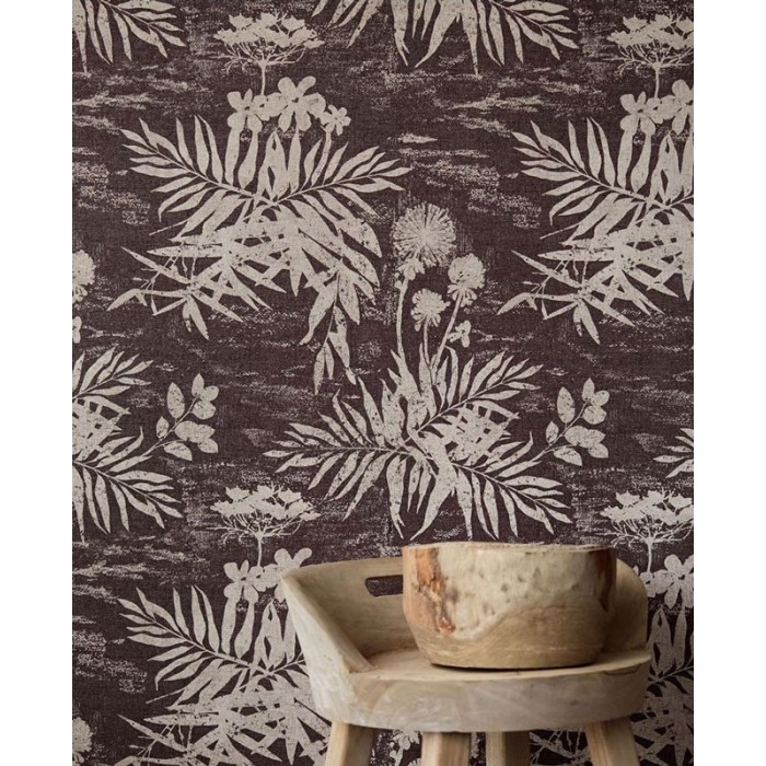 Papeldecor|Textiltapete Blumen-Silhouetten für Wohnzimmer oder exotische Diele|Tapeten