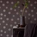 Papeldecor|Papel pintado textil lienzo de lino turquesa con originales puntos de lunares|Papel Pintado