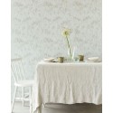 Papeldecor|Textile wallpaper in pastel green with floral accents|Wallpaper