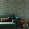 Papeldecor|Textile floral wallpaper with botanical motifs in emerald green|Wallpaper