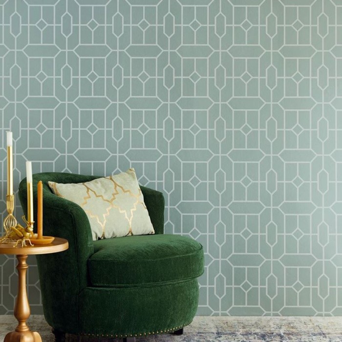 Papeldecor|Tapete zeitgenössisch geometrisches Design grün|Tapeten