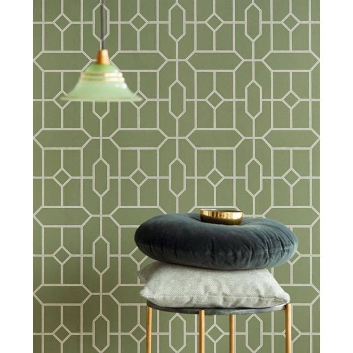 Papeldecor|Wallpaper geometric figures olive green|Wallpaper