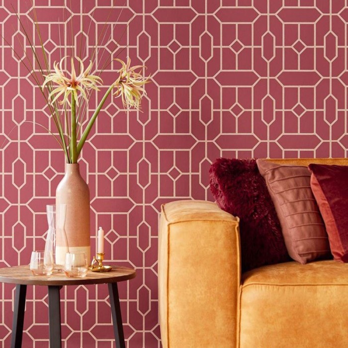 Papeldecor|Wallpaper geometric red, classic and modern design|Wallpaper