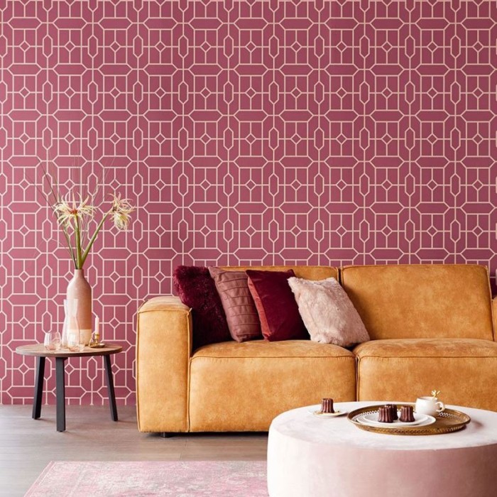 Papeldecor|Tapete geometrisch rot, klassisches und modernes Design|Tapeten