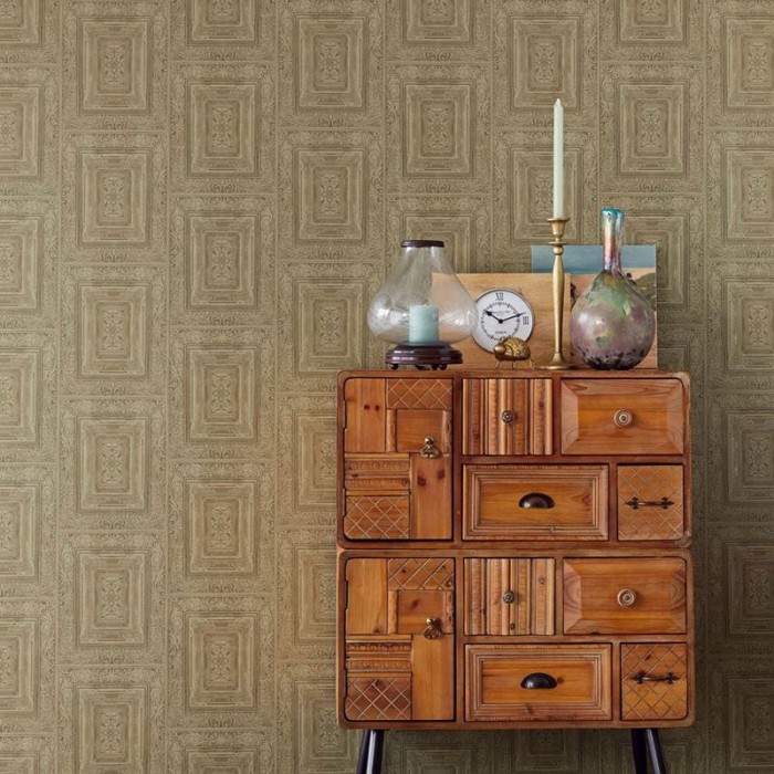 Papeldecor|Wallpaper classic wood imitation carving with ornaments|Wallpaper