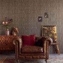 Papeldecor|Classic living room wallpaper with wooden gate effect|Wood Imitation