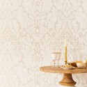 Papeldecor|Wallpaper damask white and beige, elegant and contemporary|Wallpaper