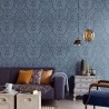 Papeldecor|Papier peint damas bleu, pour salon classique moderne|Papier Peint