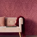 Papeldecor|Papel pintado damasco rojo, ideal para salón o recibidor|Papel Pintado
