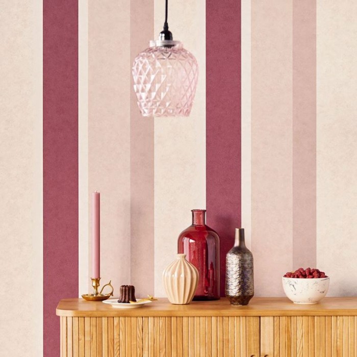 Papeldecor|High-end red pastel striped wallpaper|Wallpaper