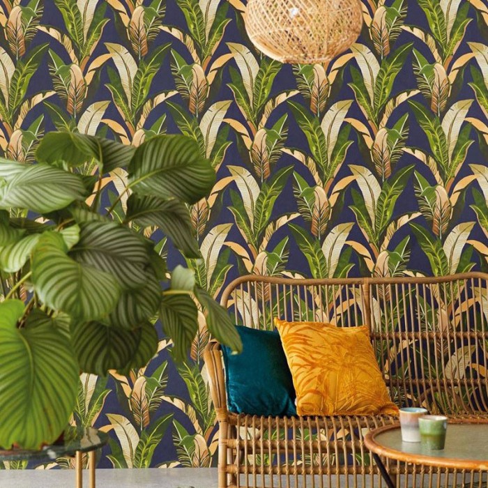 Papeldecor|Papel pintado premium estampado con hojas grandes tropicales|Papel Pintado