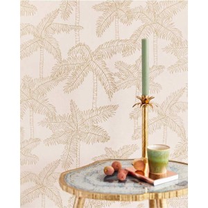 Papeldecor|Papier peint Urban Jungle feuilles de palmier beige crème|Floral 2