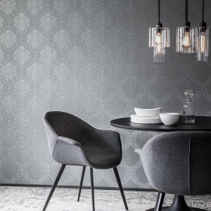 Architects Paper|Damast-Tapete schwarz und silber metallisiert, pure Eleganz|Tapeten