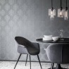 Architects Paper|Damask wallpaper in metallic grey, perfect for an elegant living room|Wallpaper