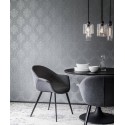 Architects Paper|Damask wallpaper in metallic grey, perfect for an elegant living room|Wallpaper