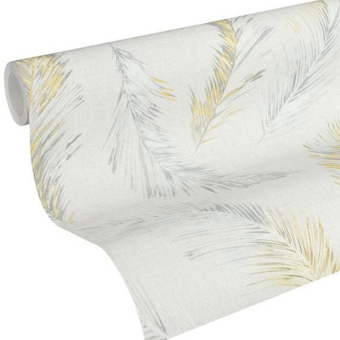 Papeldecor|Wallpaper grey and yellow palm leaves|Wallpaper