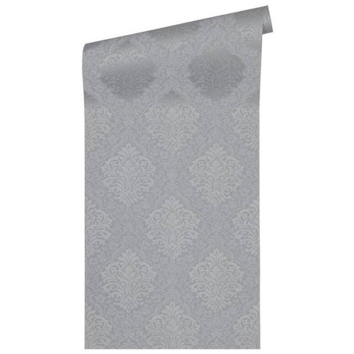 Papeldecor|Papier peint damas gris métallisé élégant|Papier Peint