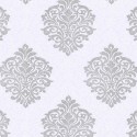 Papeldecor|Papier peint damas argent et blanc élégant|Papier Peint