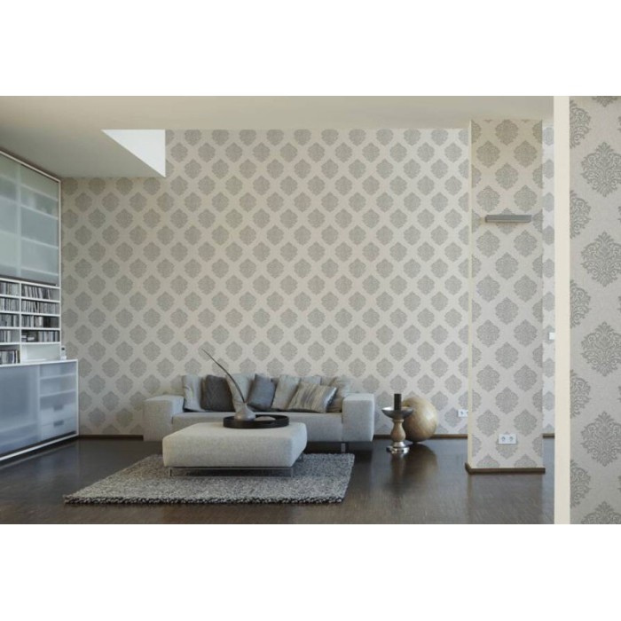 Papeldecor|Papier peint damas beige métallisé, fin et élégant|Papier Peint