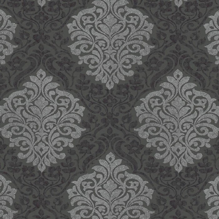 Papeldecor|Papel pintado damasco negro y plateado metalizado|Papel Pintado