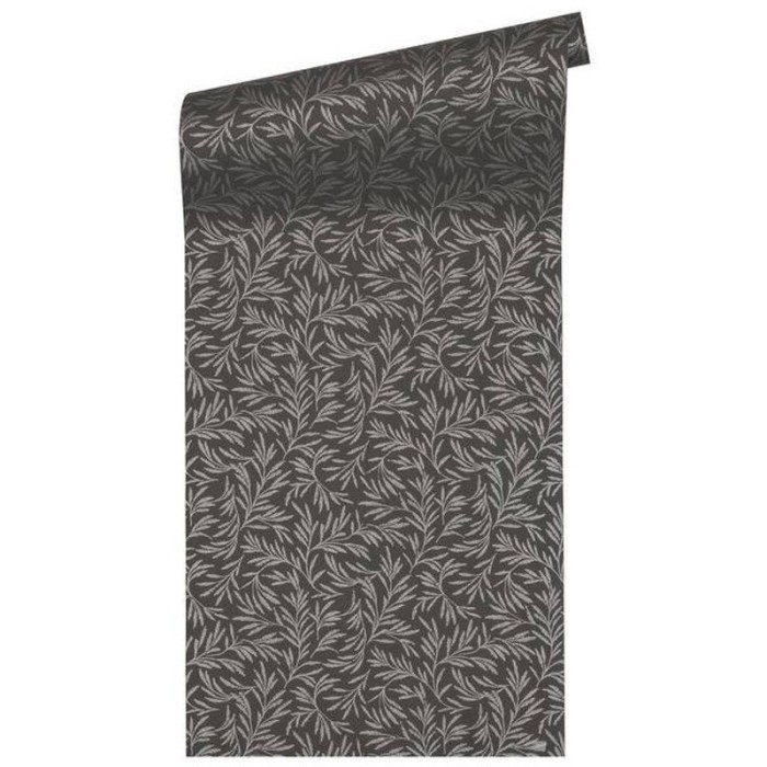 Papeldecor|Papel pintado moderno ramas de olivo negro metalizado|Papel Pintado