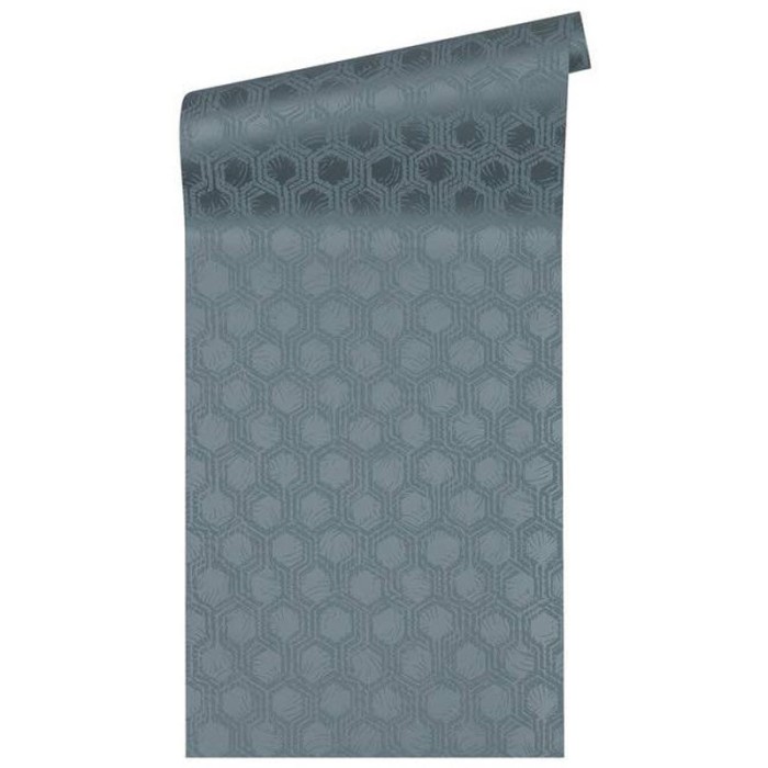 Papeldecor|Blaue metallisierte Tapete modernes Design|Tapeten