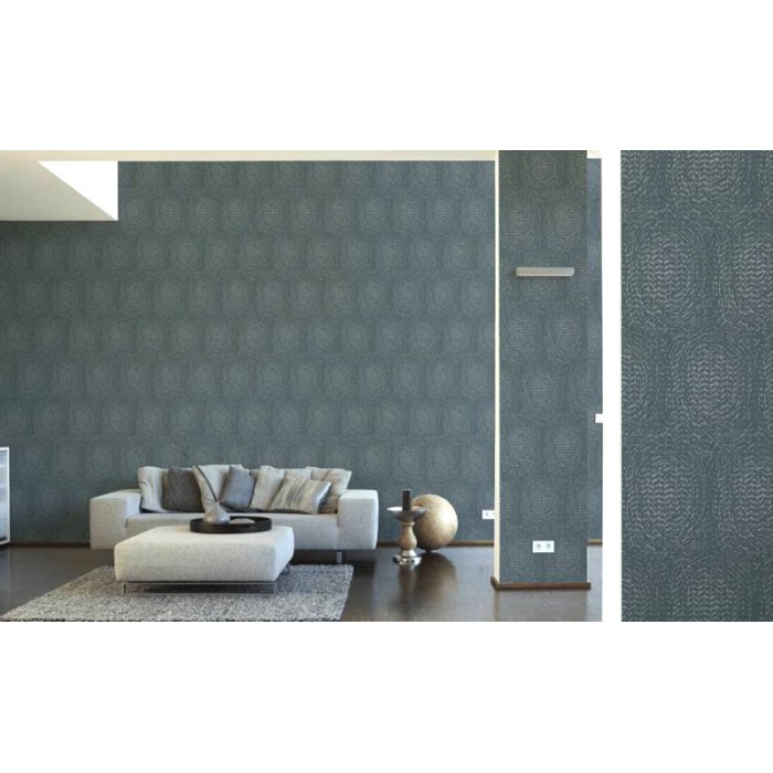 Papeldecor|Abstrakte Formtapete Design Blau metallisiert|Tapeten