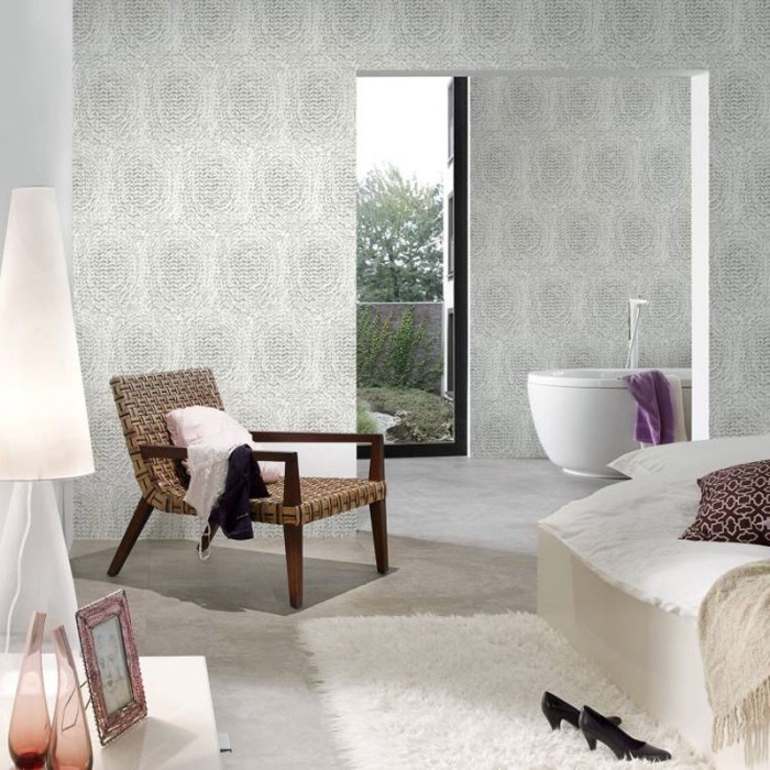 Papeldecor|Moderne Tapete Weiß metallisiert|Tapeten